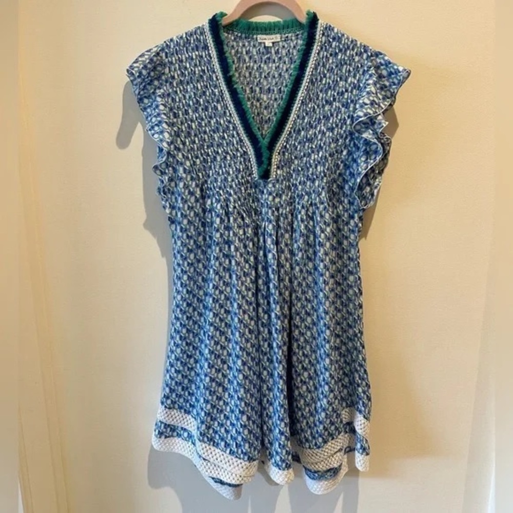 Poupette St. Barth Sasha Blue, Green and White Dress SM